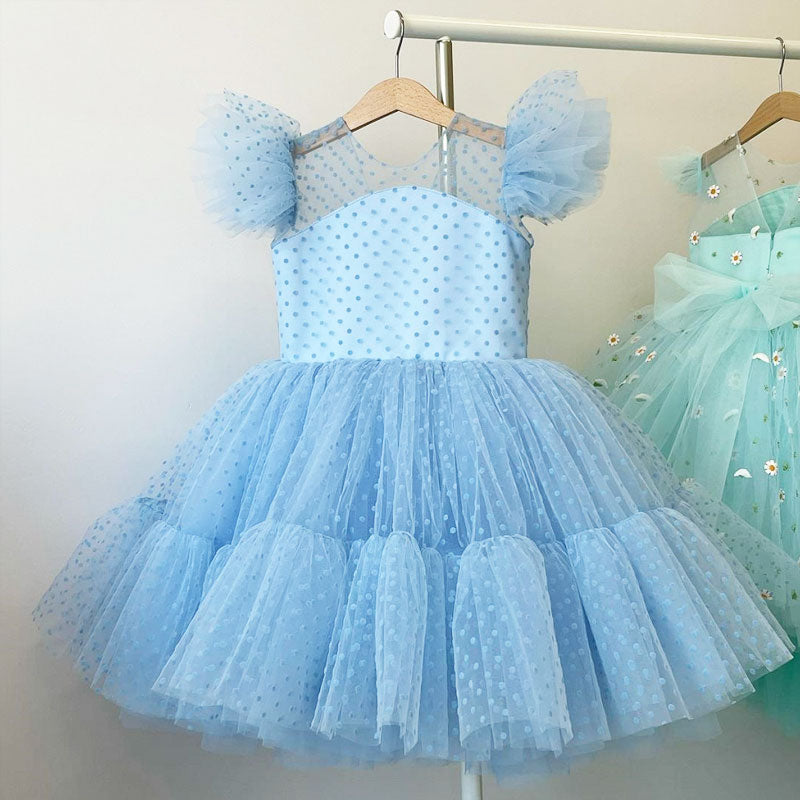 Vestido de Fiesta Infantil Volantes y Lunares