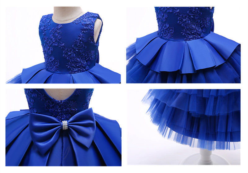 Vestido Fiesta Infantil Encaje + Lazo