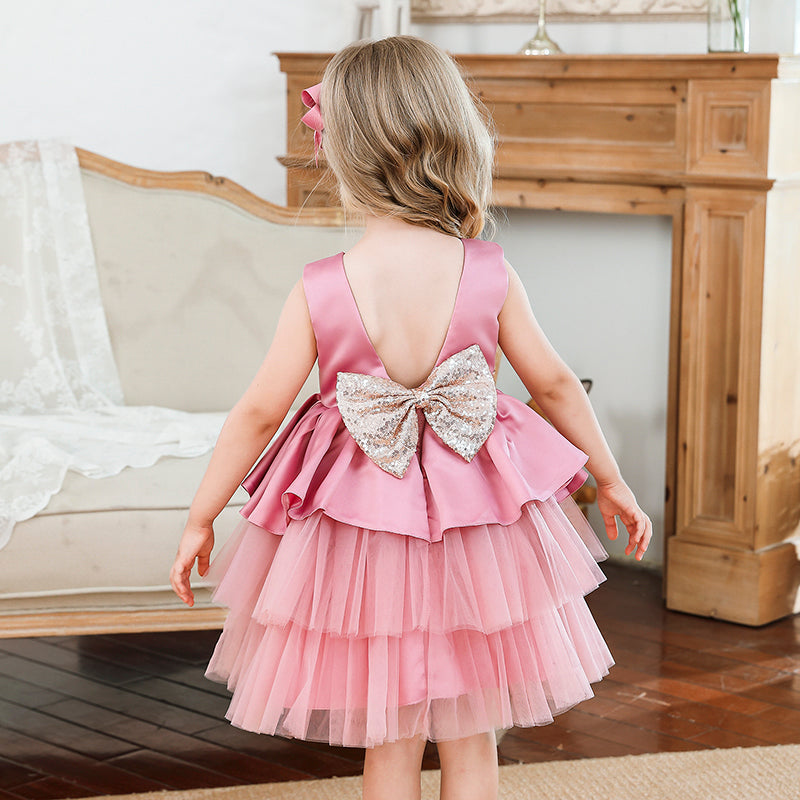 Vestido Fiesta Infantil Volantes Lacinho