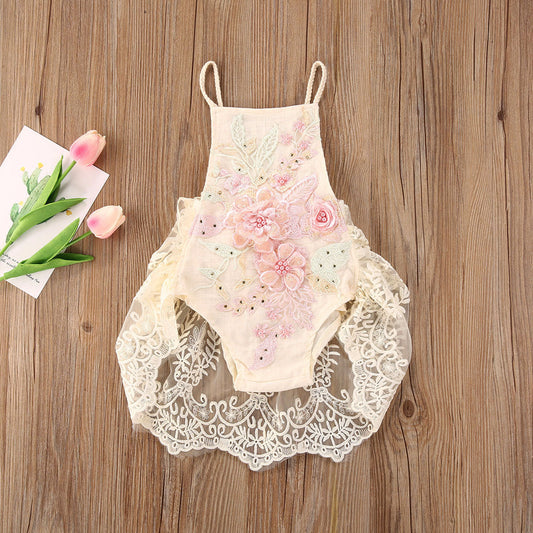 Ropa Bebés Niños Bebé Mono con bordado de encaje floral Body