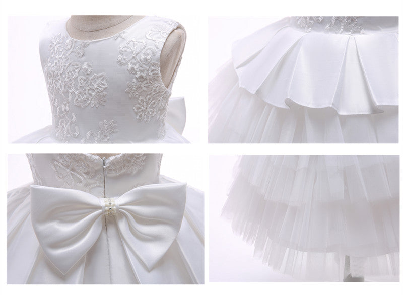 Vestido Fiesta Infantil Encaje + Lazo
