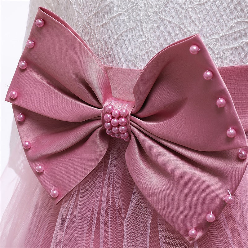 Vestido Fiesta Infantil Lazo Manga Larga + Fajín