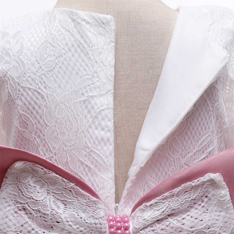 Vestido Fiesta Infantil Lazo Manga Larga + Fajín