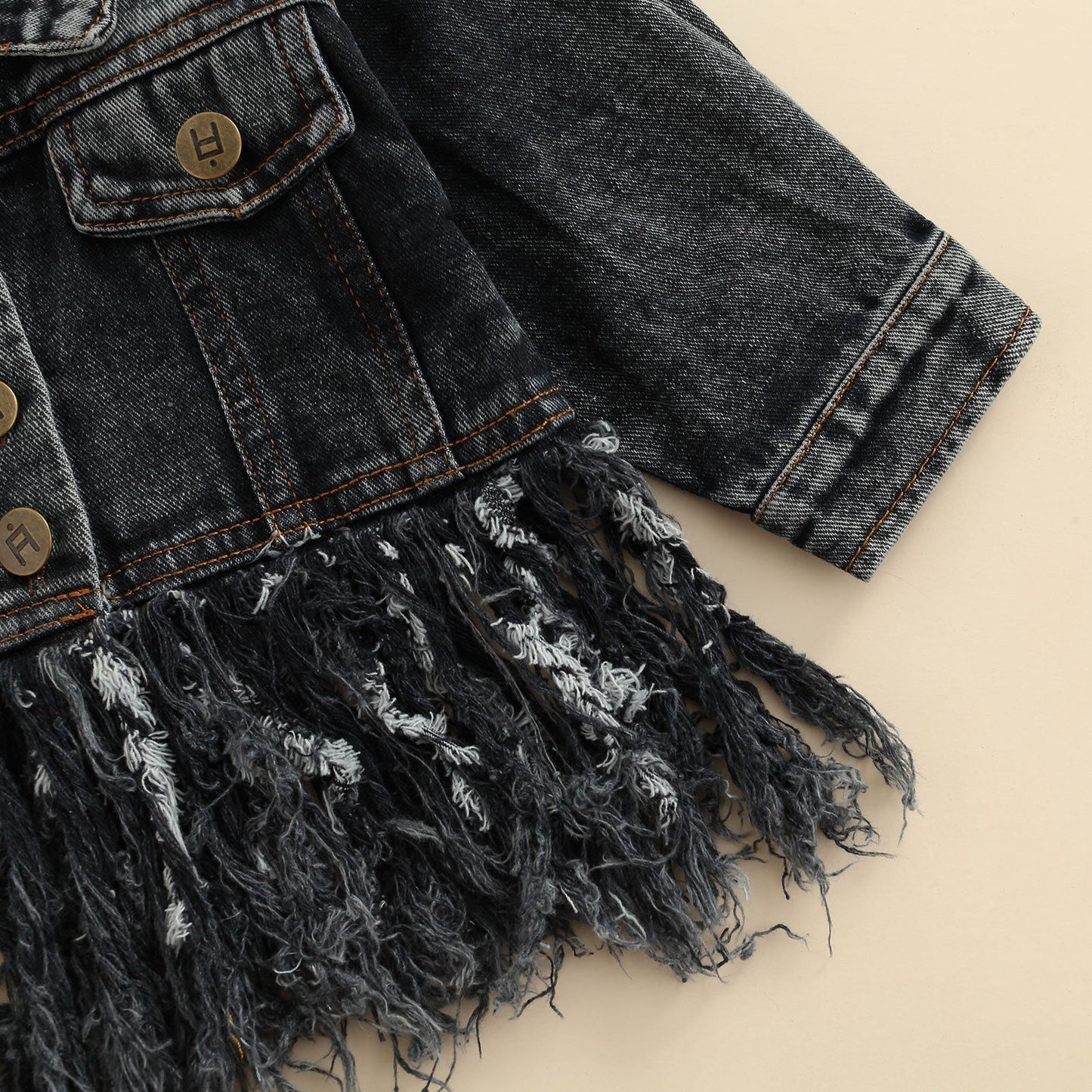 Abrigo vaquero, botones de solapa de manga larga