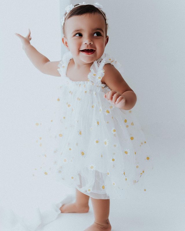 Vestido Infantil Tul Margaritas