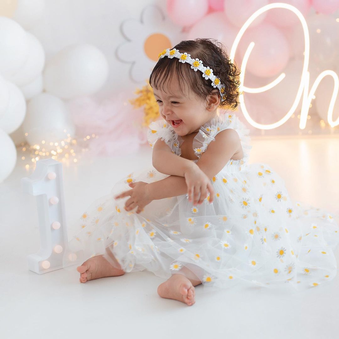 Vestido Infantil Tul Margaritas