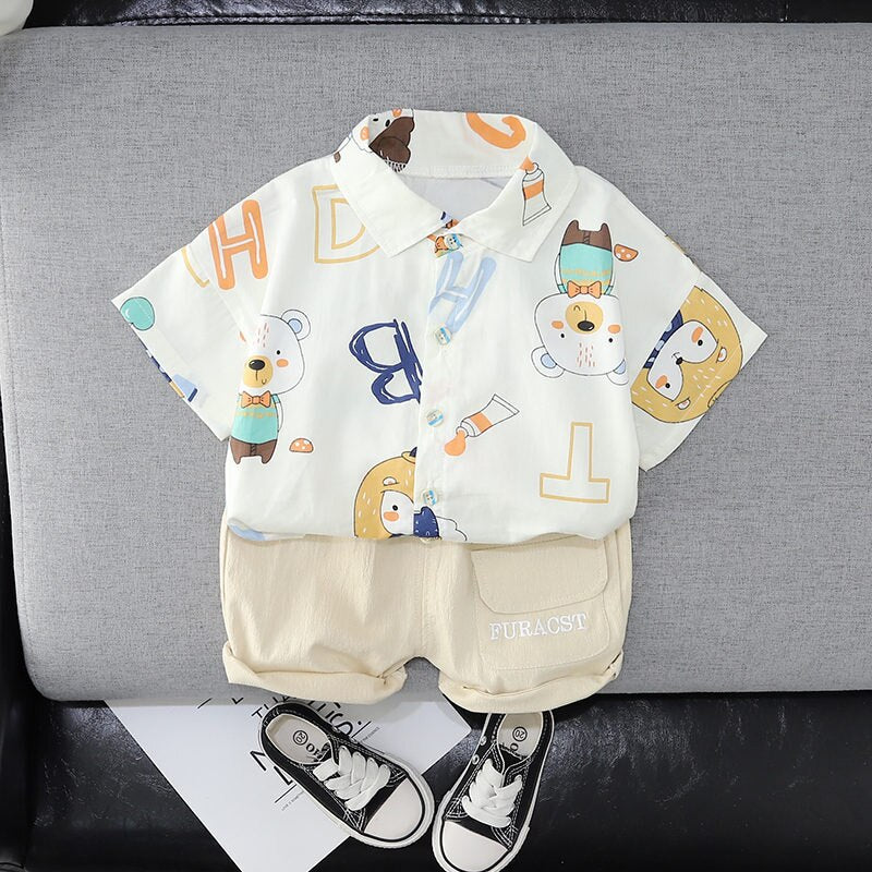 Conjunto infantil de camisa de bebé con osito lindo