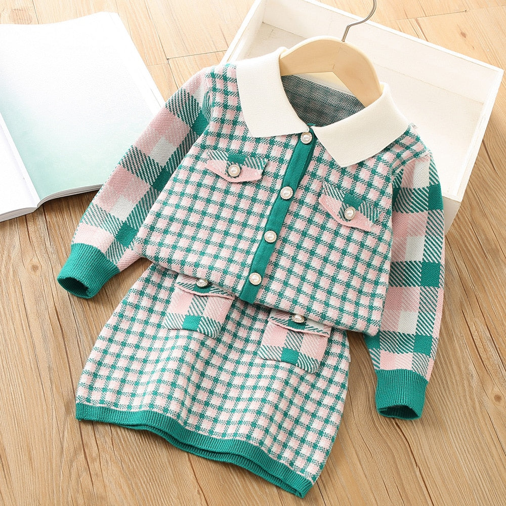 Conjunto Infantil Lana - Falda + Cárdigan