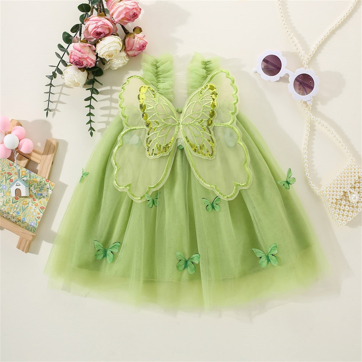 Vestido De Tul Con Mariposas