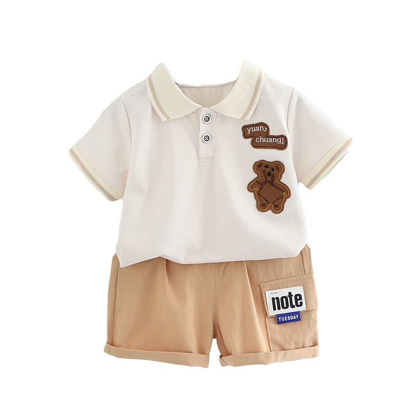 Conjunto infantil con cuello polo osito