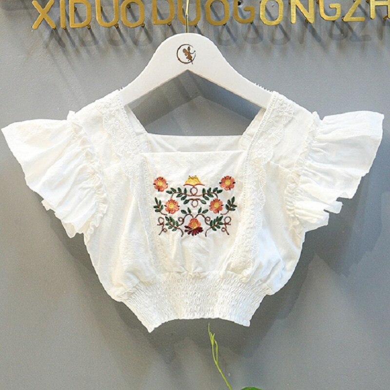 Camiseta + juego de bordados de flores de encaje