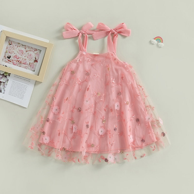 Vestido Infantil Tirantes Lazo Tul