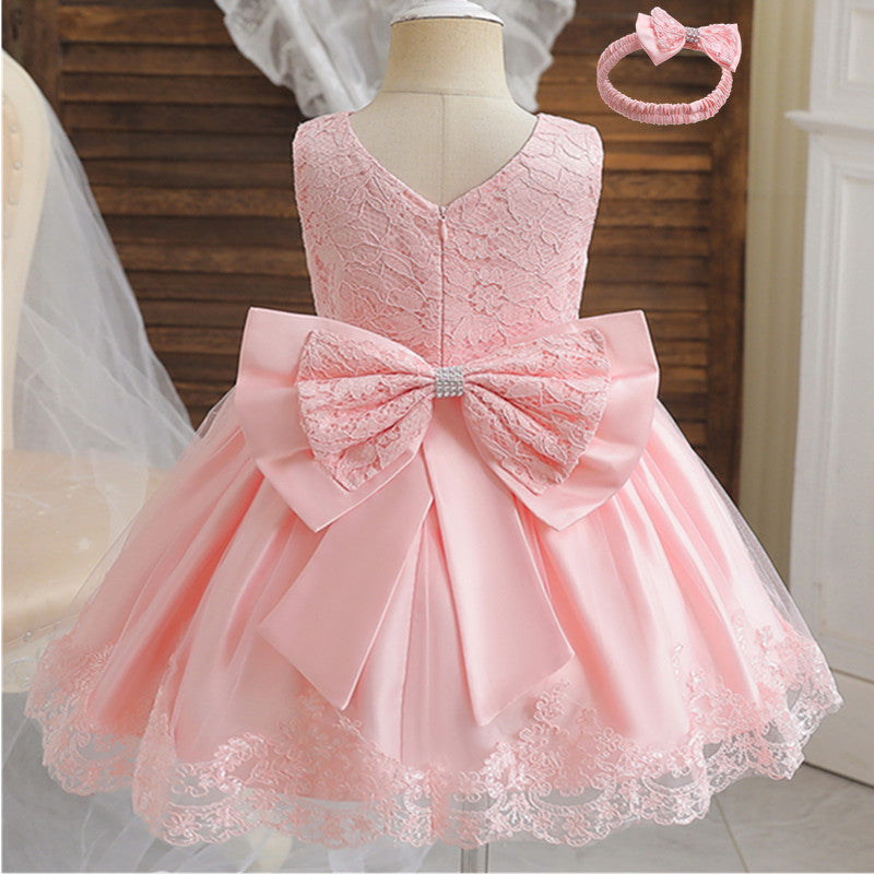 Vestido Fiesta Infantil Lazo + Fajín