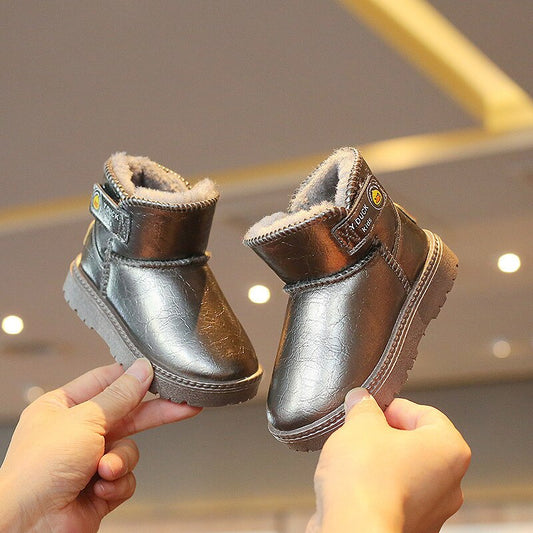 Botas Zapatos de invierno Niños Cuero Corto Algodón Botas cálidas