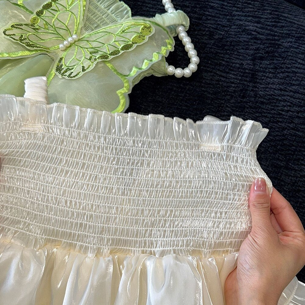 Vestido de Niña con Volantes de Mariposa