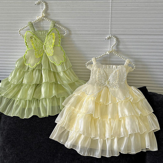 Vestido de Niña con Volantes de Mariposa