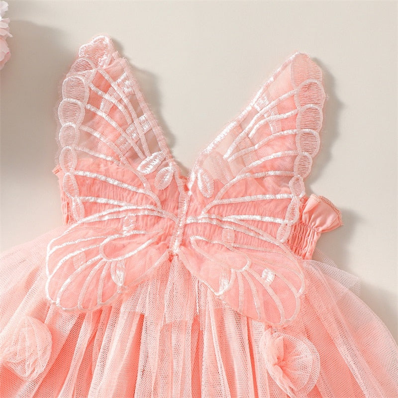 Vestido Fiesta Infantil Tul Ala Mariposa