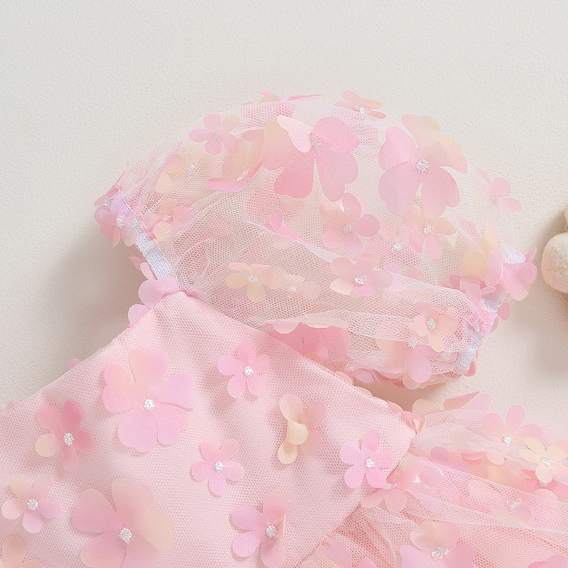 Vestido Flor Manga Abullonada