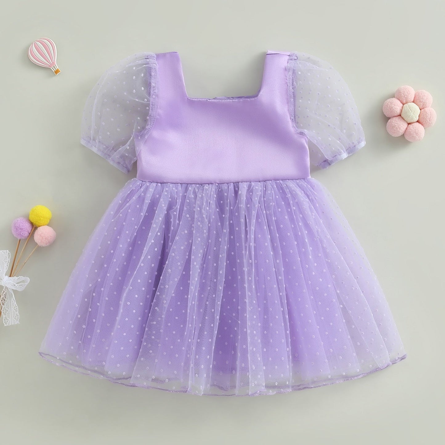 Vestido Infantil Tul Lunares
