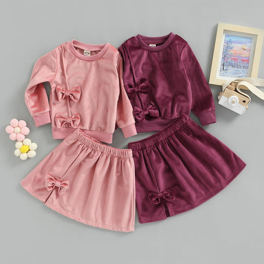 Conjunto de Felpa Infantil Falda Lazo