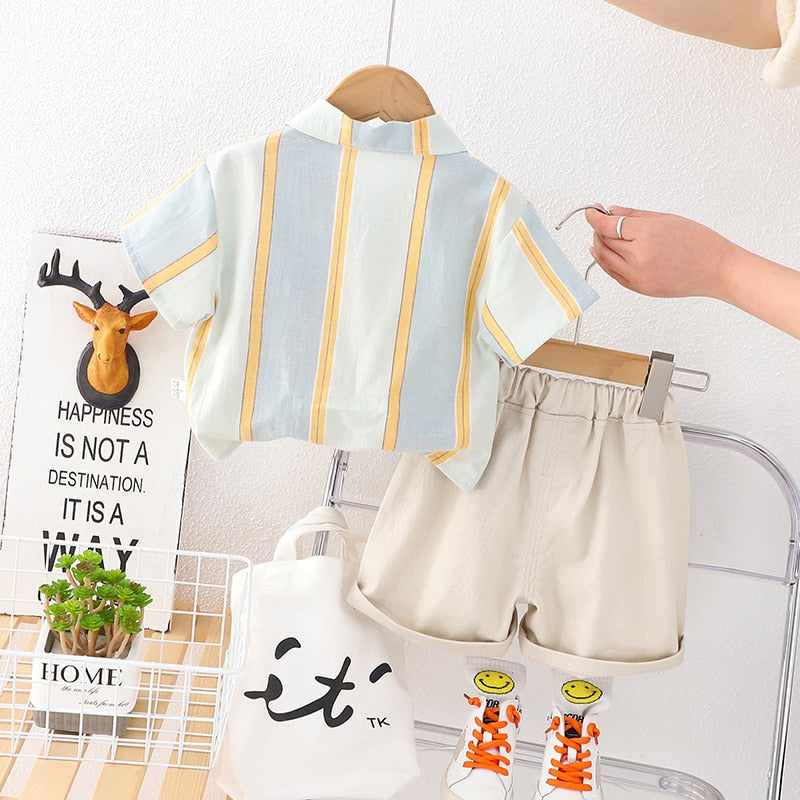 Conjunto Infantil 2 Piezas Pantalones Cortos con Bolsillos de Colores