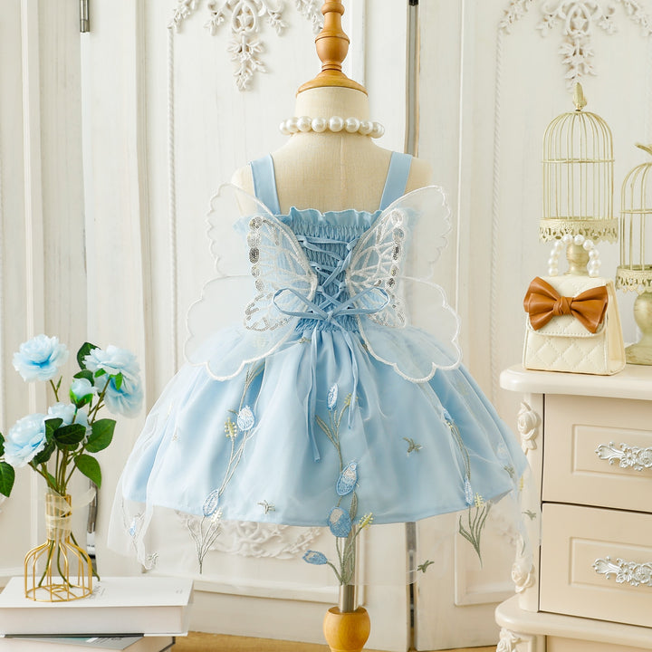 Vestido Infantil Alas de Mariposa y Cordón