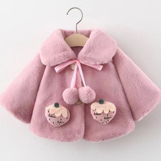 Abrigo tipo chal tipo jersey de lana color fresa