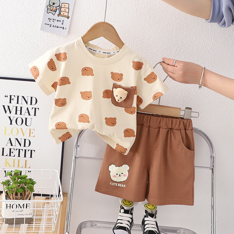 Conjunto Infantil Manga Corta Oso