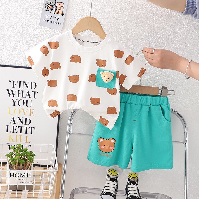 Conjunto Infantil Manga Corta Oso