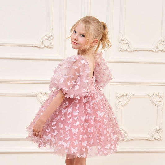 Vestido tutú de princesa mariposa con manga abullonada