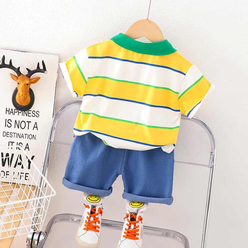 Conjunto Infantil Polo Cuello Rayas