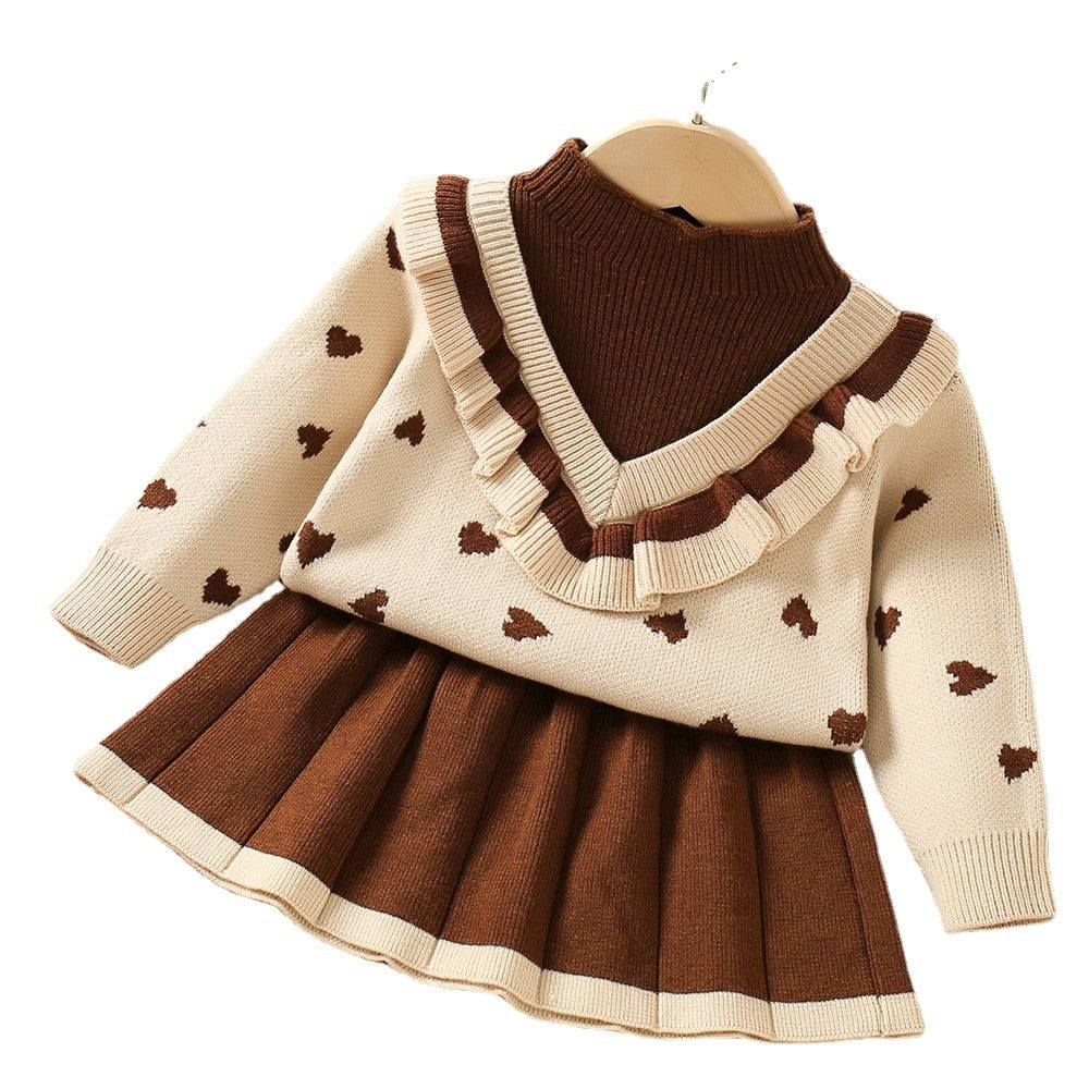 Conjunto Infantil Corazón Blusa + Falda