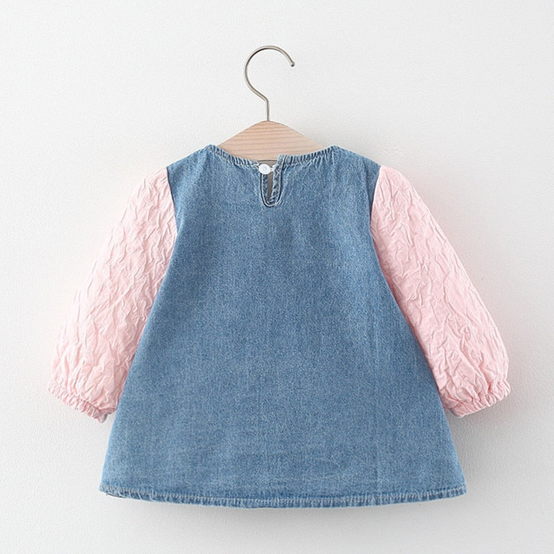 Vestido de princesa para niñas, vestido de otoño informal de tela vaquera de manga larga, vestido de fiesta para bebés, ropa para niños recién nacidos