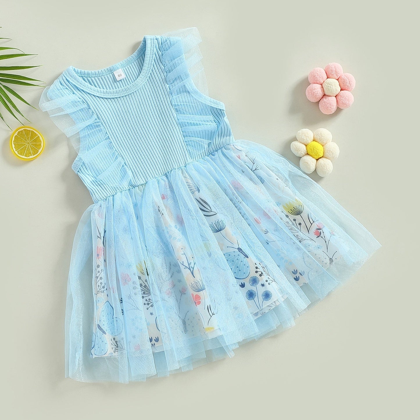 Vestido Infantil de Flores y Tul