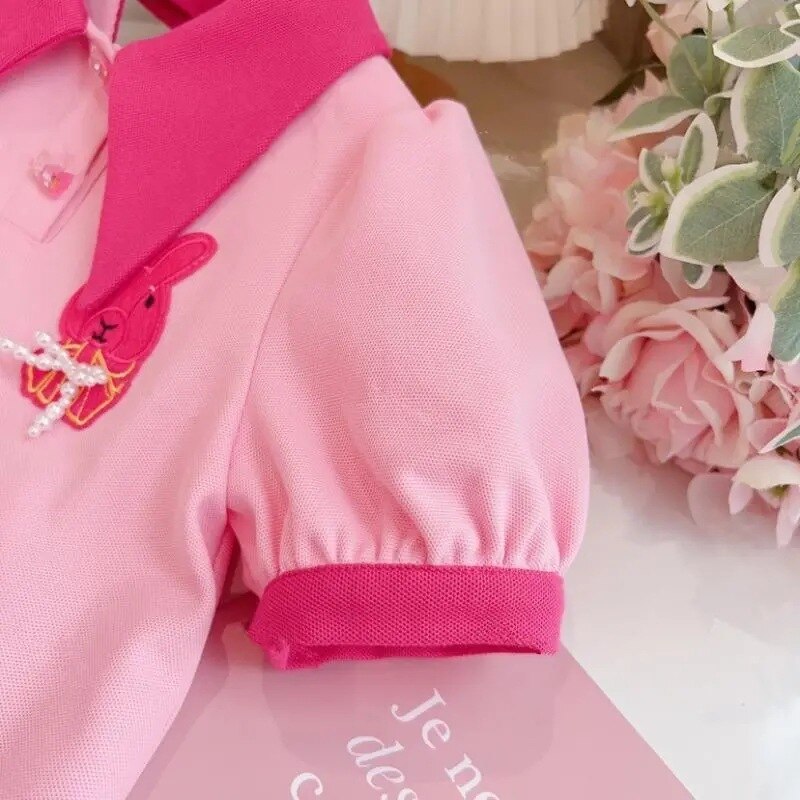 Vestido infantil de encaje rosa