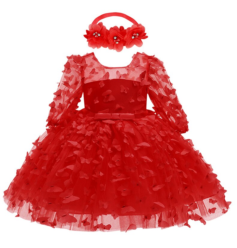 Vestido Infantil Mariposas + Fajín