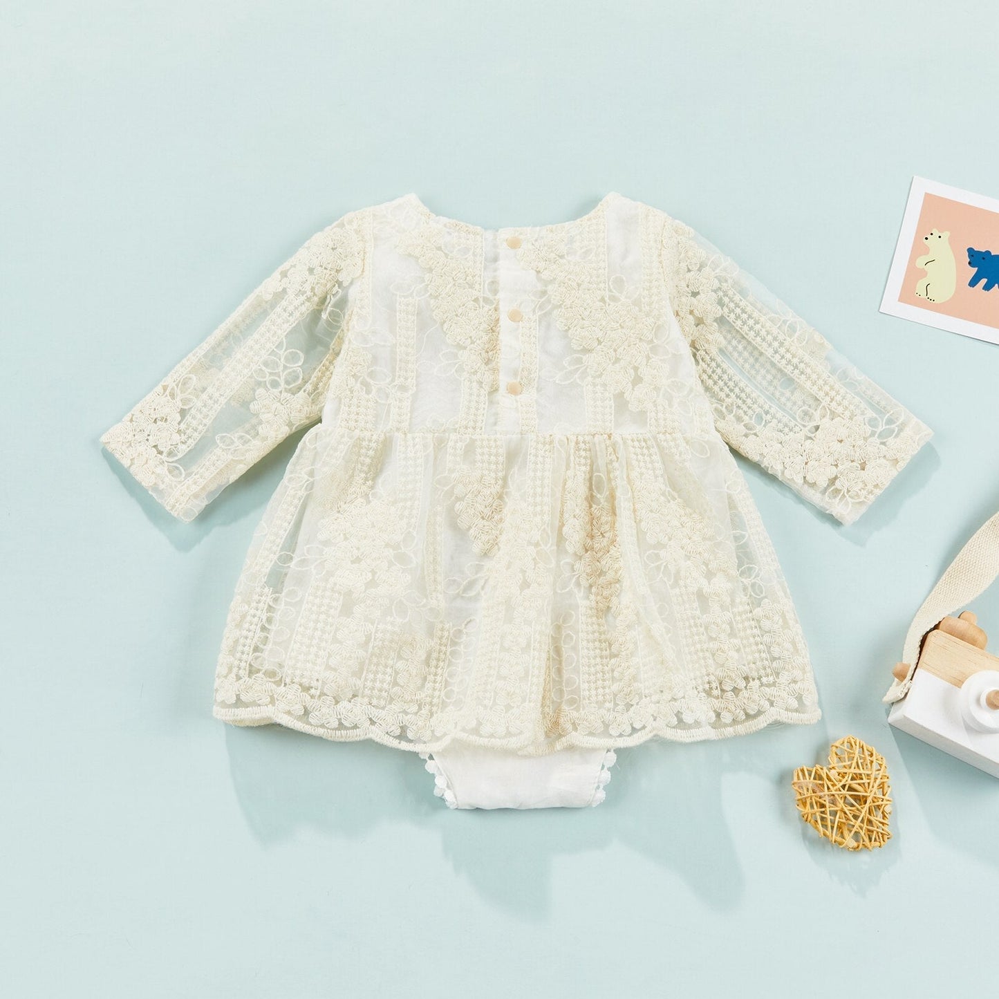 Vestido Infantil Manga Larga Beige