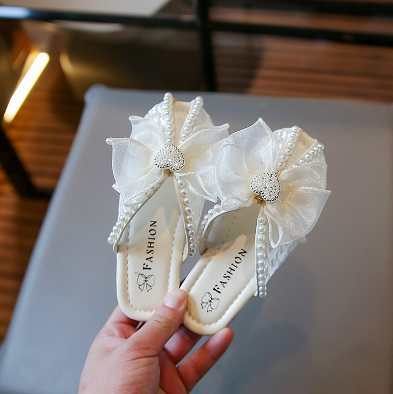 Pantuflas Infantiles Dulce Encaje Malla Perlas