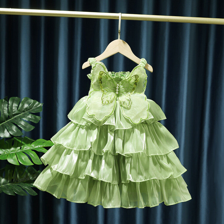 Vestido Infantil Mariposa Perlas