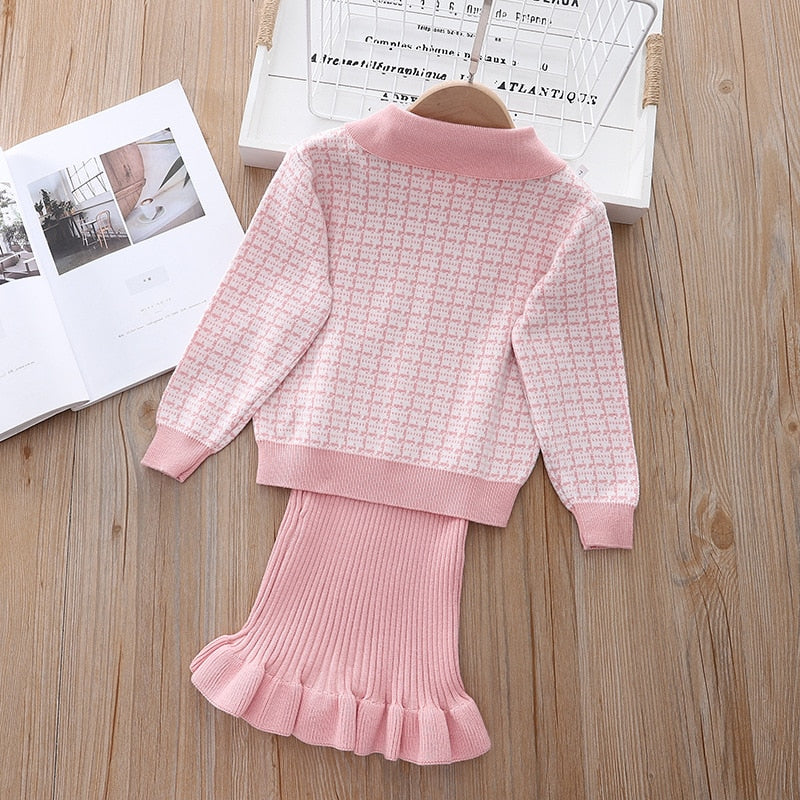 Conjunto infantil vestido + cárdigan