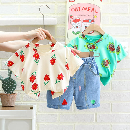 Conjunto de jeans florales para niños