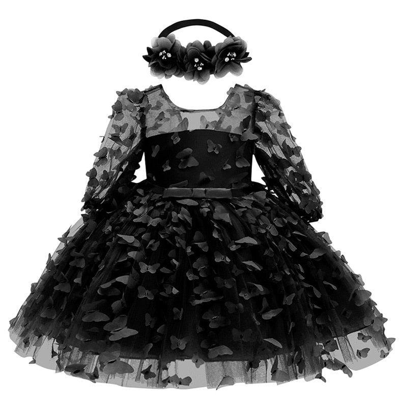 Vestido Infantil Mariposas + Fajín