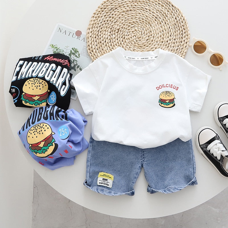Conjunto infantil con estampado de hamburguesas