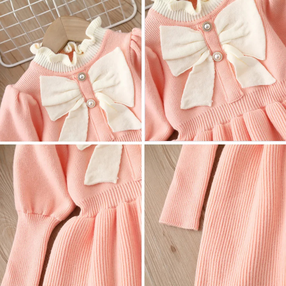 Vestidos de princesa de manga larga con lazo.