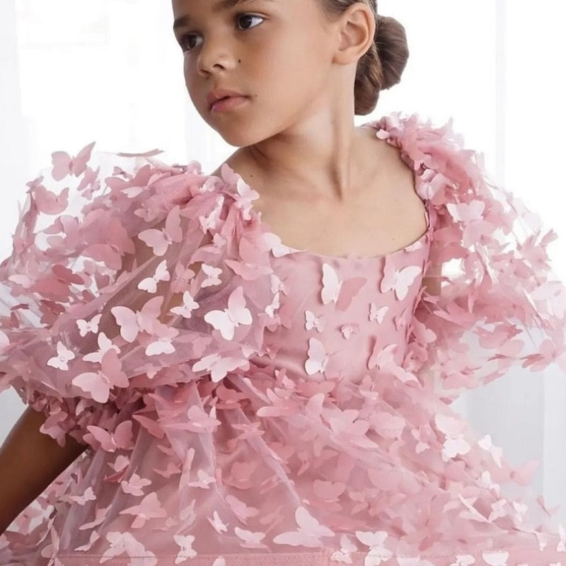 Vestido tutú de princesa mariposa con manga abullonada