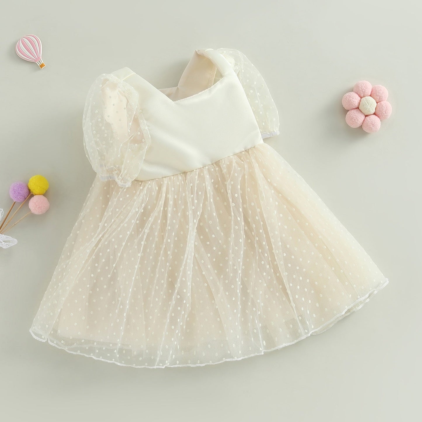 Vestido Infantil Tul Lunares