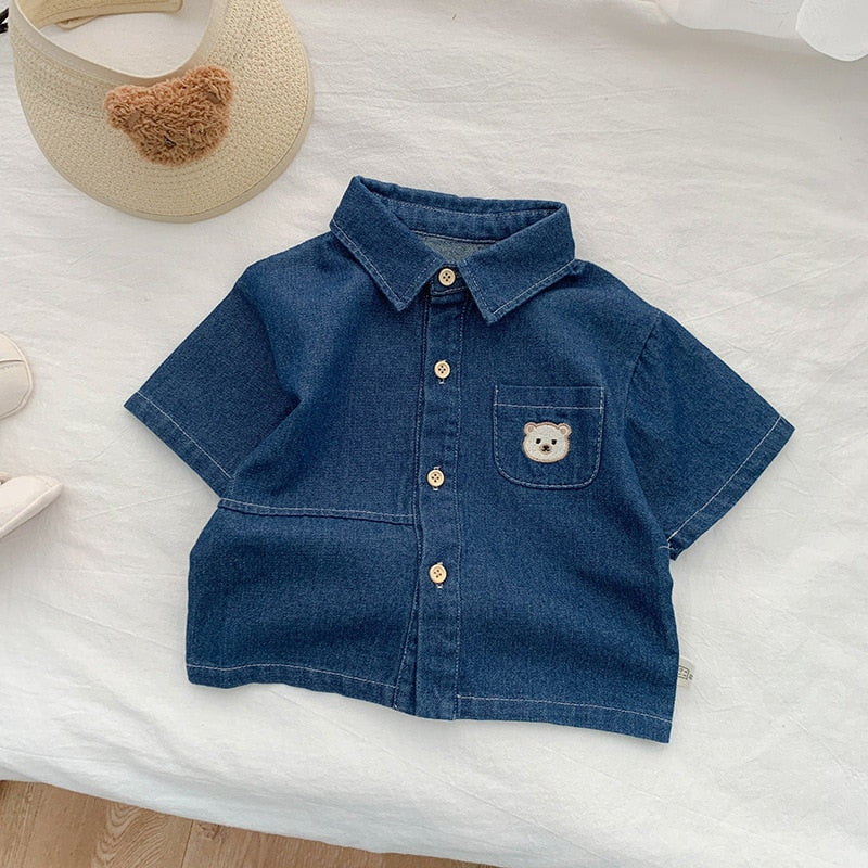 Camisa Jeans Niño Bolsillo Oso