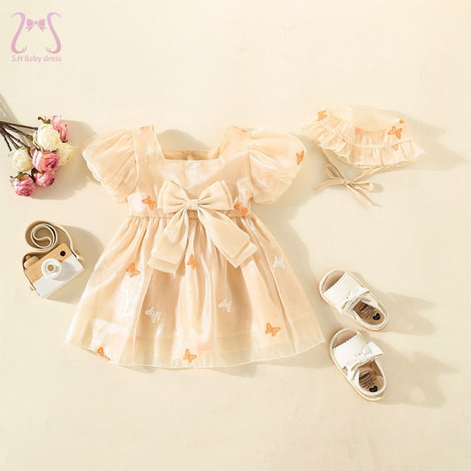 Conjunto de vestidos de noche de princesa de fiesta de manga abombada de verano para niñas