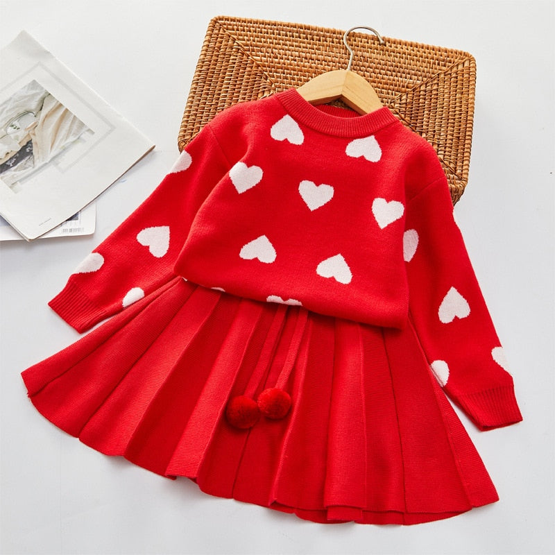 Conjunto Infantil Corazón Jersey + Falda