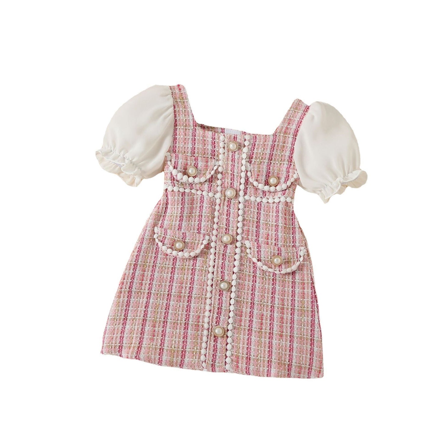 Vestido de verano con mangas abullonadas 2-8 años